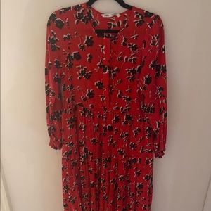 Zara, S, Red Flora Maxi Dress